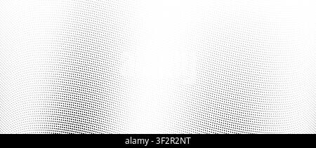 Tech dotted line wave background. Dots curve dashed lines wallpaper. Abstract halfton wave stripe texture. Black warped dynamic backdrop for poster, booklet, leaflet, presentation, brochure. Vector Stock Vector