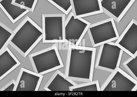 Realistic vintage rectangle classic photo frames seamless background. Rectangle border. Invitation, sale, memories, exhibition card design. Vector ill Stock Vector