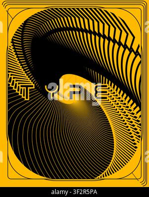 Abstract Geometric Optical Illusion Yellow Black Steps Symmetry Perspective Poster Art Stock Vector