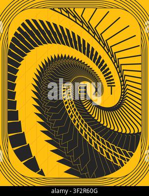 Optical Illusion Spiral Typography Poster Geometric High Contrast Art Stock Vector