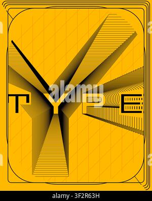 Abstract Spiral Geometry Typography Wall Art High Contrast Poster Stock Vector