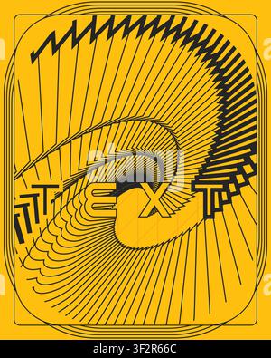 Trippy geometric spiral poster high contrast typography wall art print modern abstract visual illustration canvas gallery room artwork Stock Vector