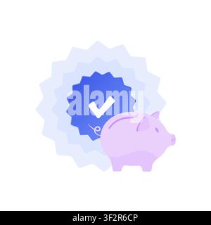 Secure savings with protected funds, trusted financial security, deposit protection and digital banking confidence for personal finance management. Flat design vector illustration. Stock Vector
