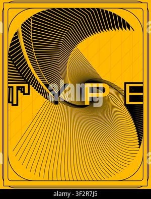 Contemporary wall art abstract typography poster symmetrical text print balanced geometric graphic design home office canvas illustration sign Stock Vector