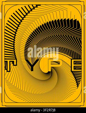 Psychedelic symmetrical text typography poster abstract wall art print modern balanced geometric pattern graphic design room canvas artwork Stock Vector