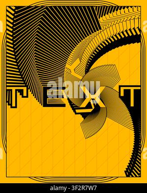 Yellow background abstract typography poster modern retro lightning bolt wall art print contemporary electric vector illustration graphic design decor Stock Vector