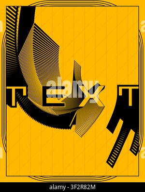 Psychedelic modern retro text poster yellow background lightning bolt wall art modern vintage typography graphic design canvas print room artwork Stock Vector