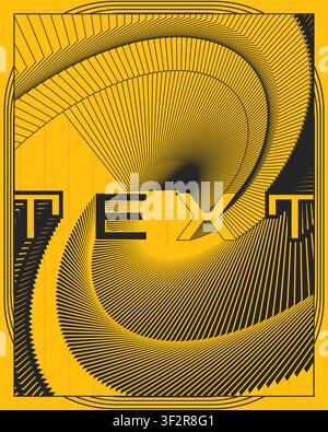 Yellow black abstract typography poster 3d text motion design wall art print contemporary dynamic vector illustration graphic design home decor Stock Vector