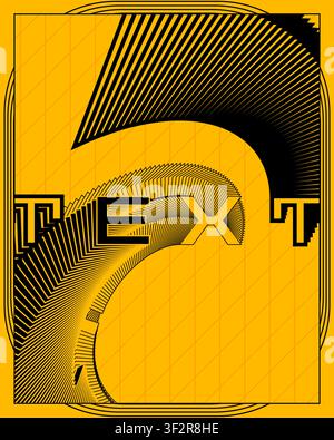 Minimalist yellow black typography poster abstract 3d text motion design wall art print dynamic pattern creative graphic design room decoration Stock Vector