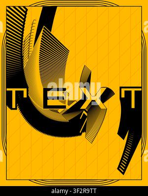 Dynamic twisted 3d text style poster creative typography wall art print modern abstract dimensional lettering graphic design living room canvas decor Stock Vector