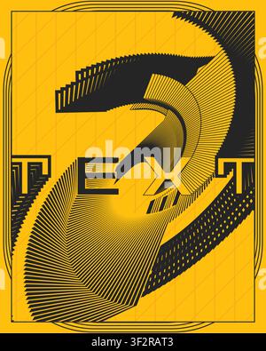 Psychedelic optical motion typography poster yellow background modern wall art print abstract text visual effect creative graphic design room artwork Stock Vector