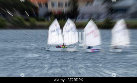 Abstract sailing in Manly Harbour, Brisbane, Queensland, Australia Stock Photo