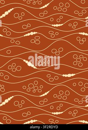 Sepia tone seamless web banner with organic lines and air bubbles. Stock Vector