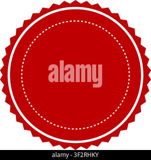 Blank Red Scalloped Circle Badge Template with Dotted Inner Border Vector Stock Vector