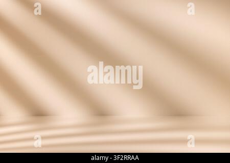 Empty beige background with soft diagonal shadow and neutral surface, minimalist design scene for product presentation and advertising Stock Photo