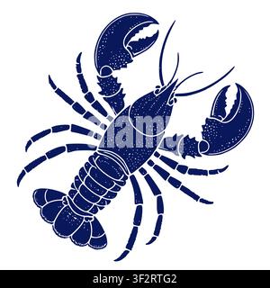 Lobster with claws and segmented shell. Vector illustration. The drawing of an ocean dweller is isolated on a white background. Seafood, restaurant th Stock Vector