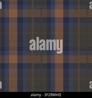 Plaid Check Seamless Pattern. Tartan vector checkered pattern texture in blue and brown colors. Scottish fabric design for mens tablecloth, flannel Stock Vector