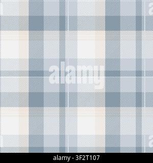 Grey Plaid Seamless Pattern. Light blue tartan vector checkered pattern, winter scottish fabric texture for tablecloth, flannel shirt, wrapping paper Stock Vector