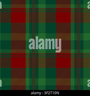 Red and Green Christmas Plaid Seamless Pattern. Tartan vector checkered pattern, scottish fabric texture for tablecloth, wrapping paper, holidays Stock Vector