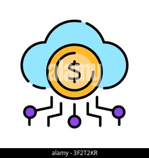 Digital Money Icon Professional UI Symbol for Electronic Payments, Online Finance and Cashless Transactions. It represents digital currency, fintech s Stock Vector