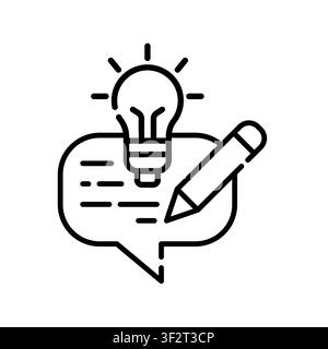 AI Writing Ideas Icon Professional UI Symbol for Content Creation, Artificial Intelligence Copywriting and Creative Inspiration. It represents generat Stock Vector