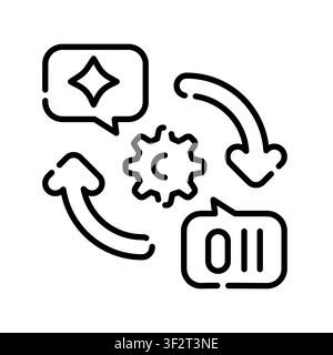 Iterative Prompting Icon Professional UI Symbol for AI Refinement, Machine Learning Response Optimization and Sequential Query Development. It represe Stock Vector