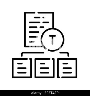 Text Classification Icon Professional UI Symbol for AI Data Sorting, Machine Learning Natural Language Processing and Content Categorization. It repre Stock Vector