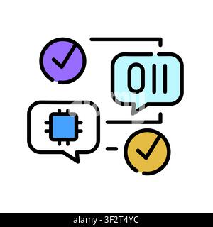 AI Prompt Chaining Icon Professional UI Symbol for Artificial Intelligence Workflow, Machine Learning Sequential Logic and Automated Process Linking. Stock Vector
