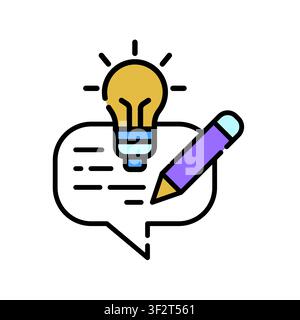 AI Writing Ideas Icon Professional UI Symbol for Content Creation, Artificial Intelligence Copywriting and Creative Inspiration. It represents generat Stock Vector