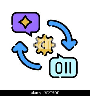 Iterative Prompting Icon Professional UI Symbol for AI Refinement, Machine Learning Response Optimization and Sequential Query Development. It represe Stock Vector