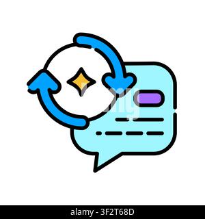 Prompt Reframing Icon Professional UI Symbol for AI Instruction Revision, Machine Learning Query Restructuring and Creative Problem Solving. It repres Stock Vector