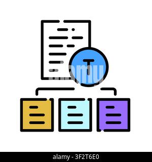 Text Classification Icon Professional UI Symbol for AI Data Sorting, Machine Learning Natural Language Processing and Content Categorization. It repre Stock Vector