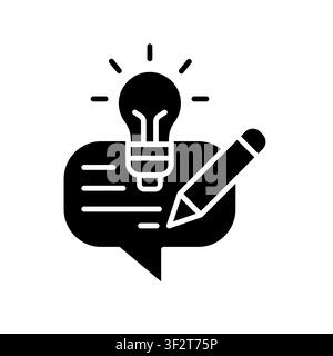 AI Writing Ideas Icon Professional UI Symbol for Content Creation, Artificial Intelligence Copywriting and Creative Inspiration. It represents generat Stock Vector