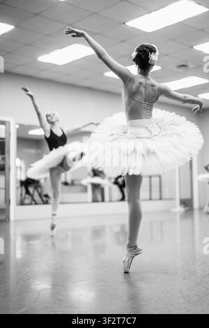 Ballerinas practicing ballet in dance studio Stock Photo
