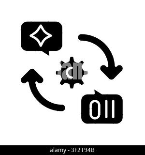 Iterative Prompting Icon Professional UI Symbol for AI Refinement, Machine Learning Response Optimization and Sequential Query Development. It represe Stock Vector