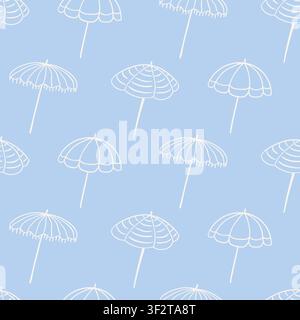 Blue parasol seamless pattern, beach umbrella Stock Vector