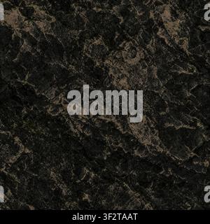 A dark, intense black marble stone texture featuring copper or bronze-colored veins. Stock Photo