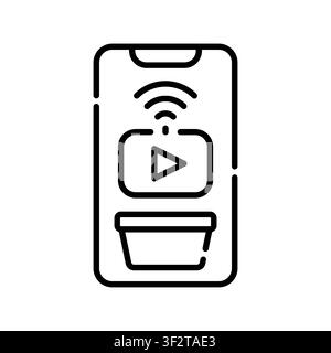 live stream shopping color line icon. Vector isolated element. Editable stroke. Stock Vector