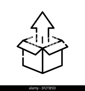 Unboxing color line icon. Vector isolated element. Editable stroke. Stock Vector