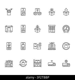 retail and logistics color line icons set. Vector isolated element. Editable stroke. Stock Vector