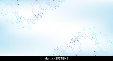 Colorful molecules background. DNA helix, DNA strand, DNA Test. Molecule or atom, neurons. Abstract structure for science or medical background Stock Photo