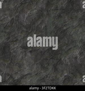 A solid dark charcoal grey rock texture with intricate fractures and a rugged weathered surface. Stock Photo