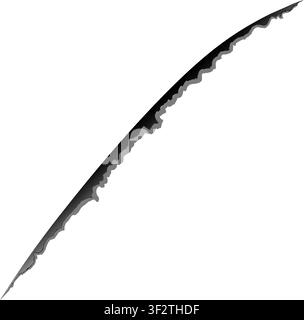 Single black claw mark vector graphic. Isolated slash scratch silhouette depicting wild animal beast attack, dinosaur tear, or monster gouge. Rough da Stock Vector
