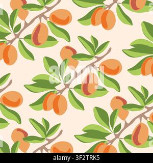 A seamless pattern of argan isolated on a white background. vector illustration. EPS format Stock Vector