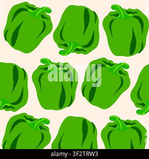 Vector seamless pattern with a bell pepper branch. Simple, colorful pattern from a bell pepper. green bell pepper Stock Vector