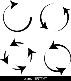 Vector curved arrows illustration, Hand-drawn arrow vector set — doodle sketch curved arrows set collection, Doodle arrow set. Doodle circle arrows Stock Vector