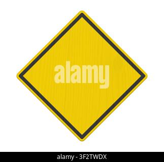 Blank yellow warning sign isolated on white used for caution messages Stock Photo