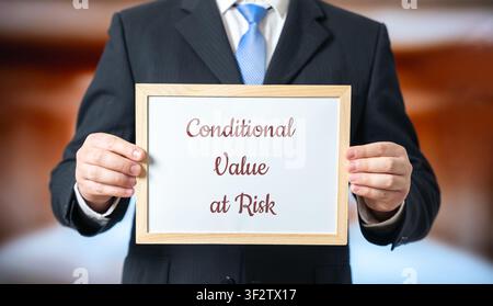 Conditional Value at Risk. Financial analysts evaluating potential market losses through probability models, predictive analytics, volatility forecast Stock Photo