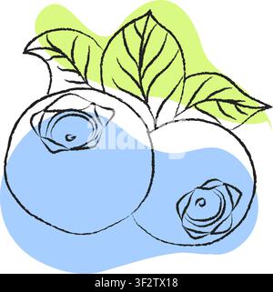 illustration of blueberry set, on a clean background, Illustration of blueberry, EPS format, outline drawing blueberries collection Stock Vector
