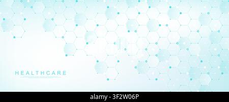 Health care and medical pattern innovation concept science background design. Abstract geometric hexagons shape medicine and science background Stock Vector